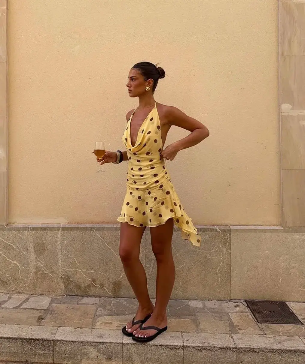 Harlow Halter Mini Dress Yellow Size AU 8 for rent on The Volte - main image