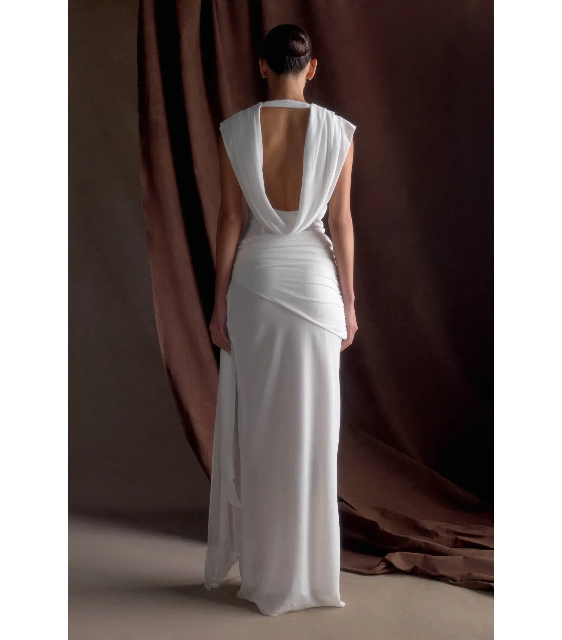 Meshki Giulia Chiffon Draped Maxi Dress White Size AU 10 - Image 2