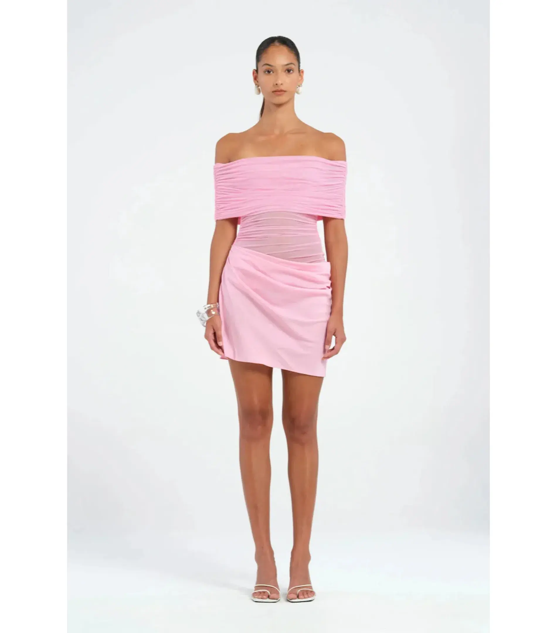 Benni Nico Off-Shoulder Mini Dress Bubblegum Pink Size AU 8 - Image 1