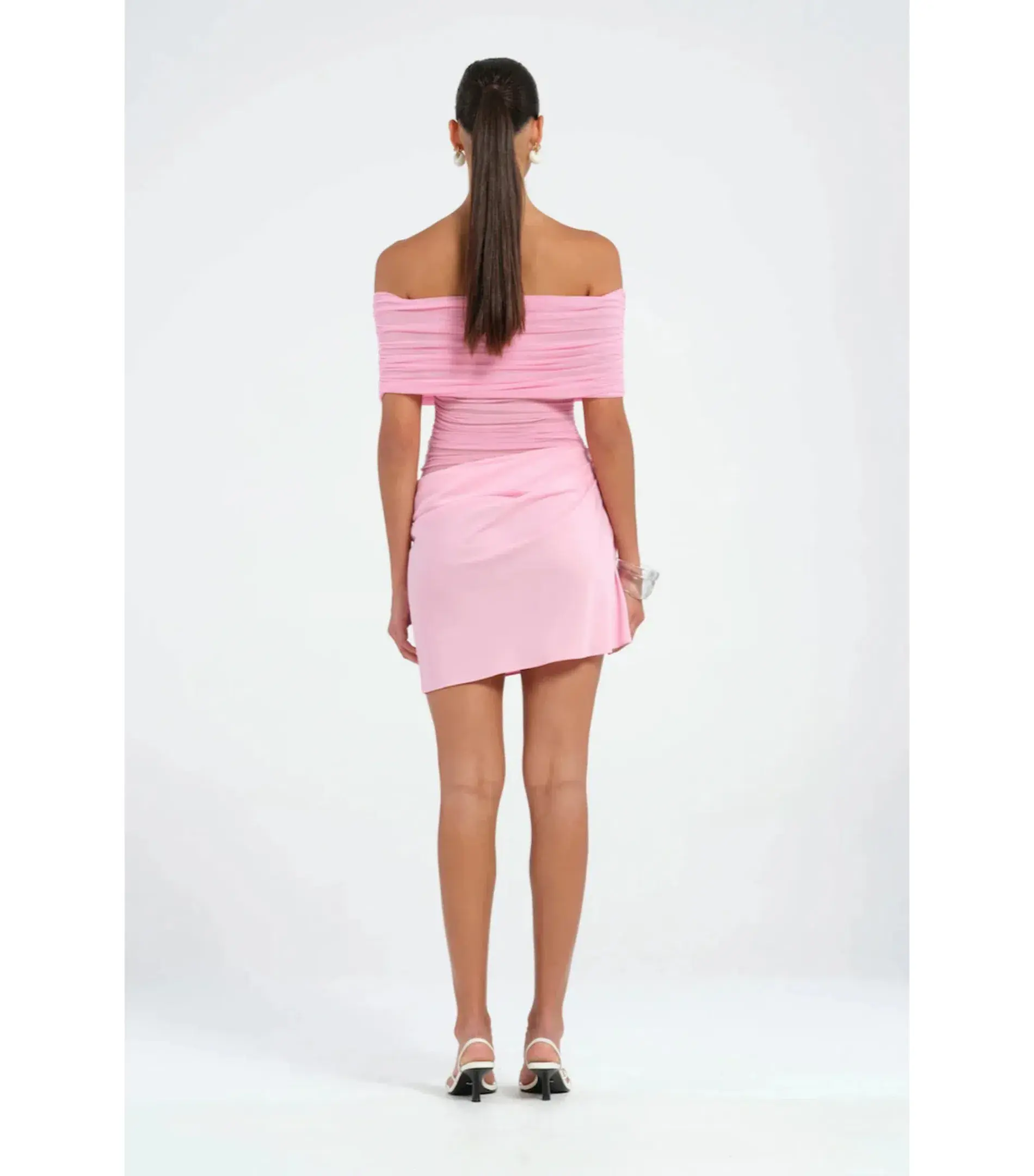 Benni Nico Off-Shoulder Mini Dress Bubblegum Pink Size AU 8 - Image 2