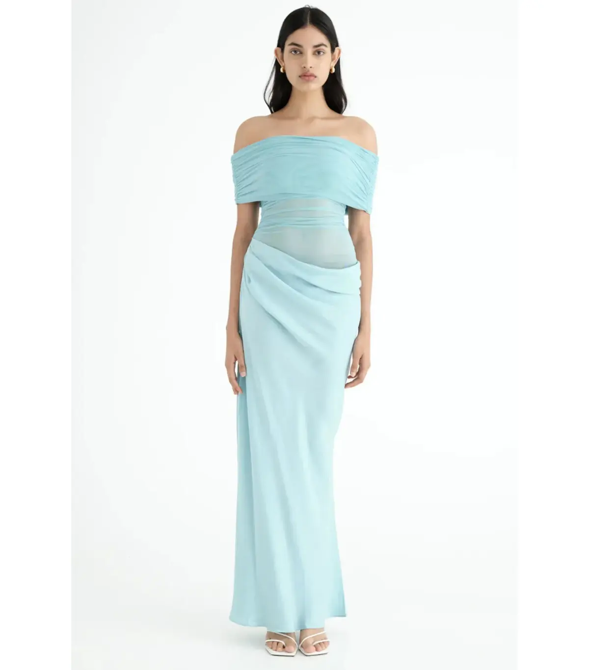 Benni Nico Off Shoulder Maxi Dress Aqua Size AU 6  - Image 1