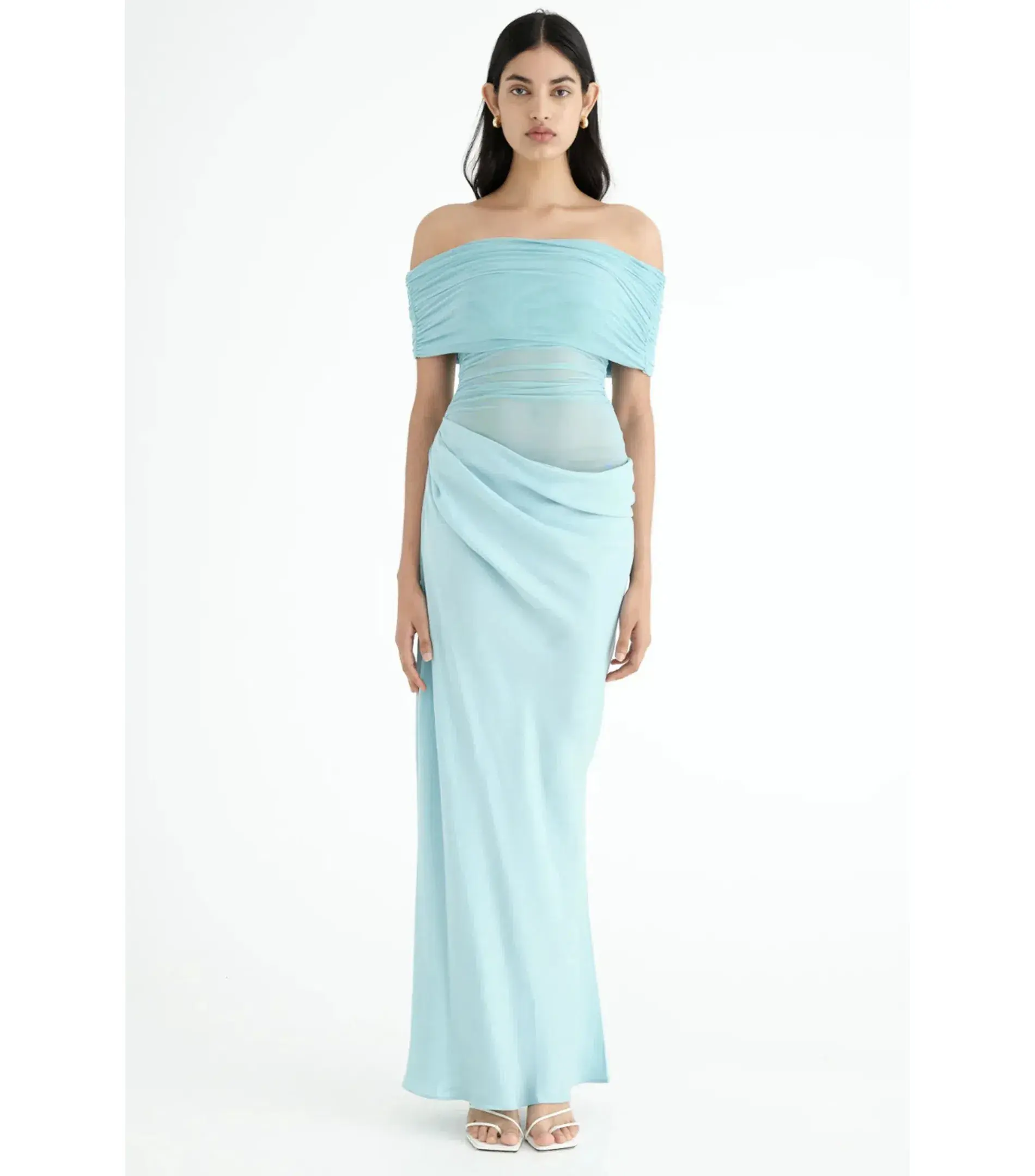 Benni Nico Off Shoulder Maxi Dress Aqua Size AU 6  - Image 1