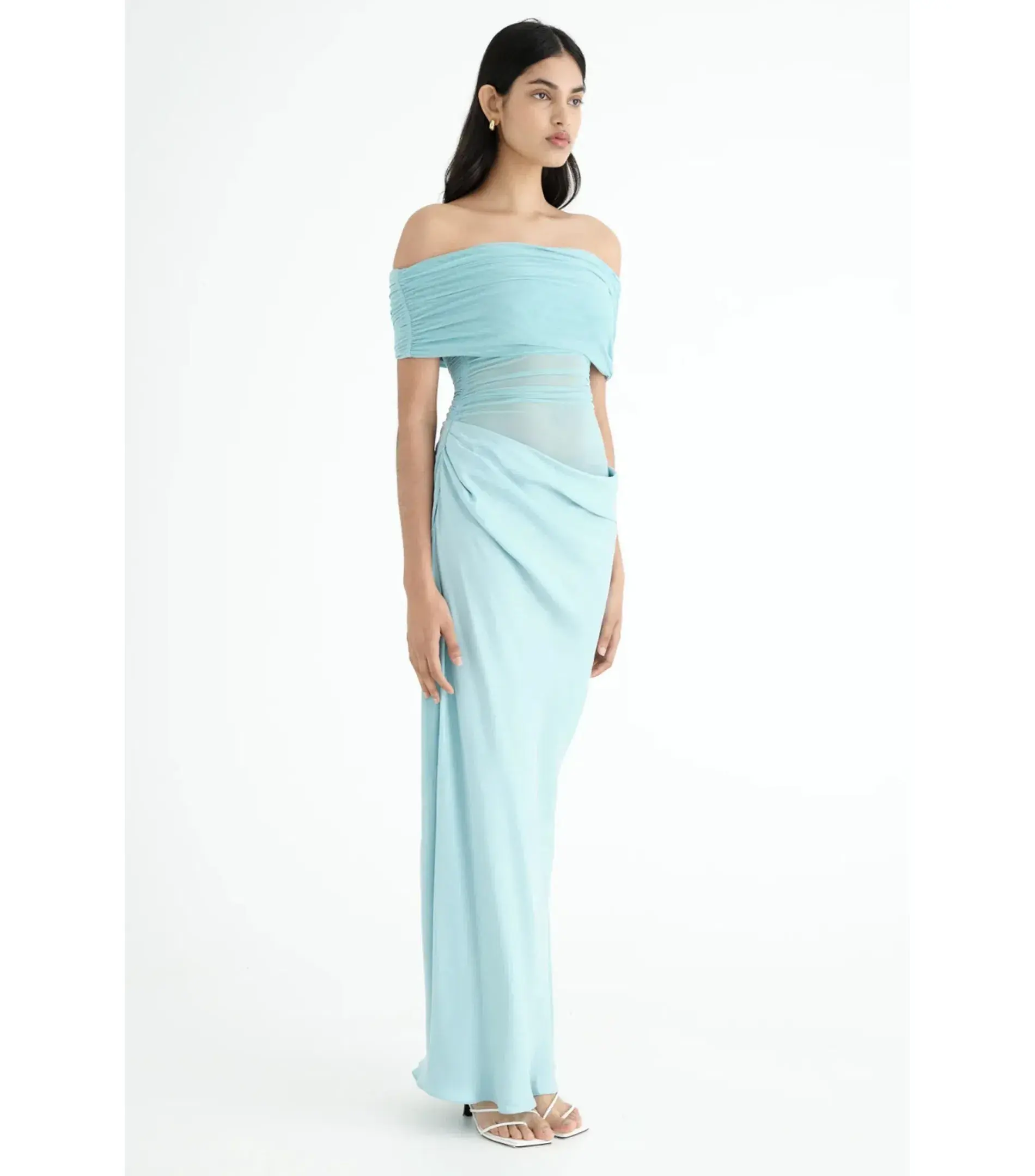Benni Nico Off Shoulder Maxi Dress Aqua Size AU 6  - Image 2
