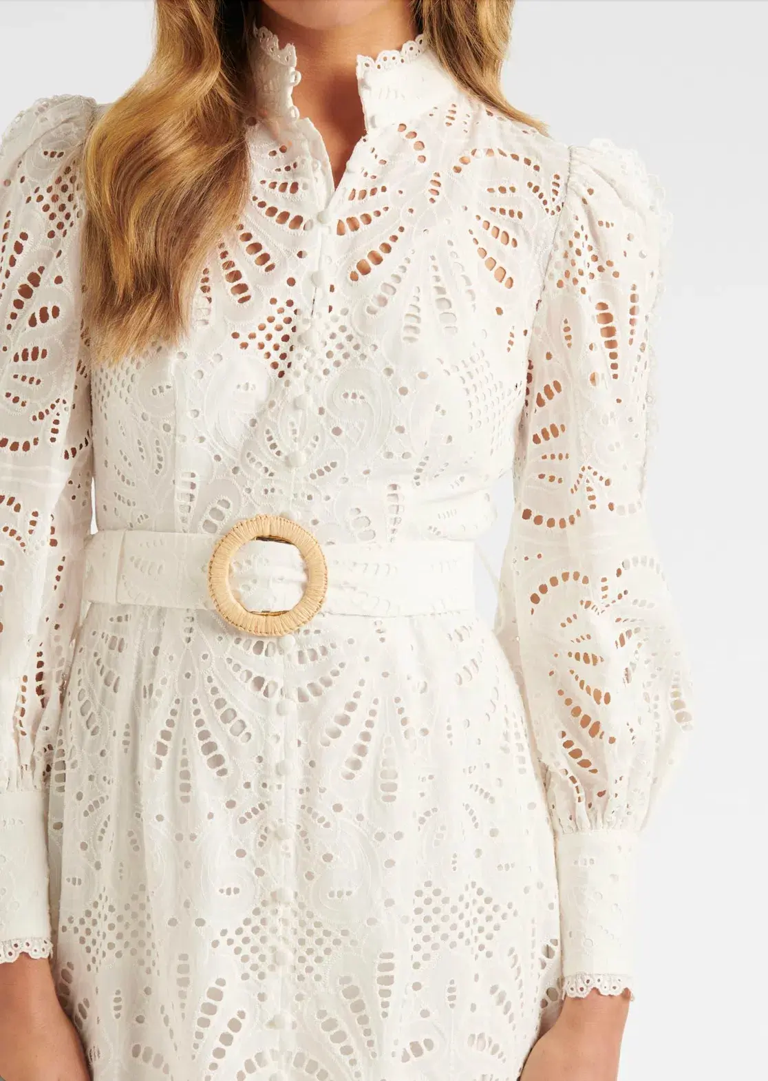 Forever New Fifi Broderie Midi Shirt Dress White Size S / AU 8 - Image 4