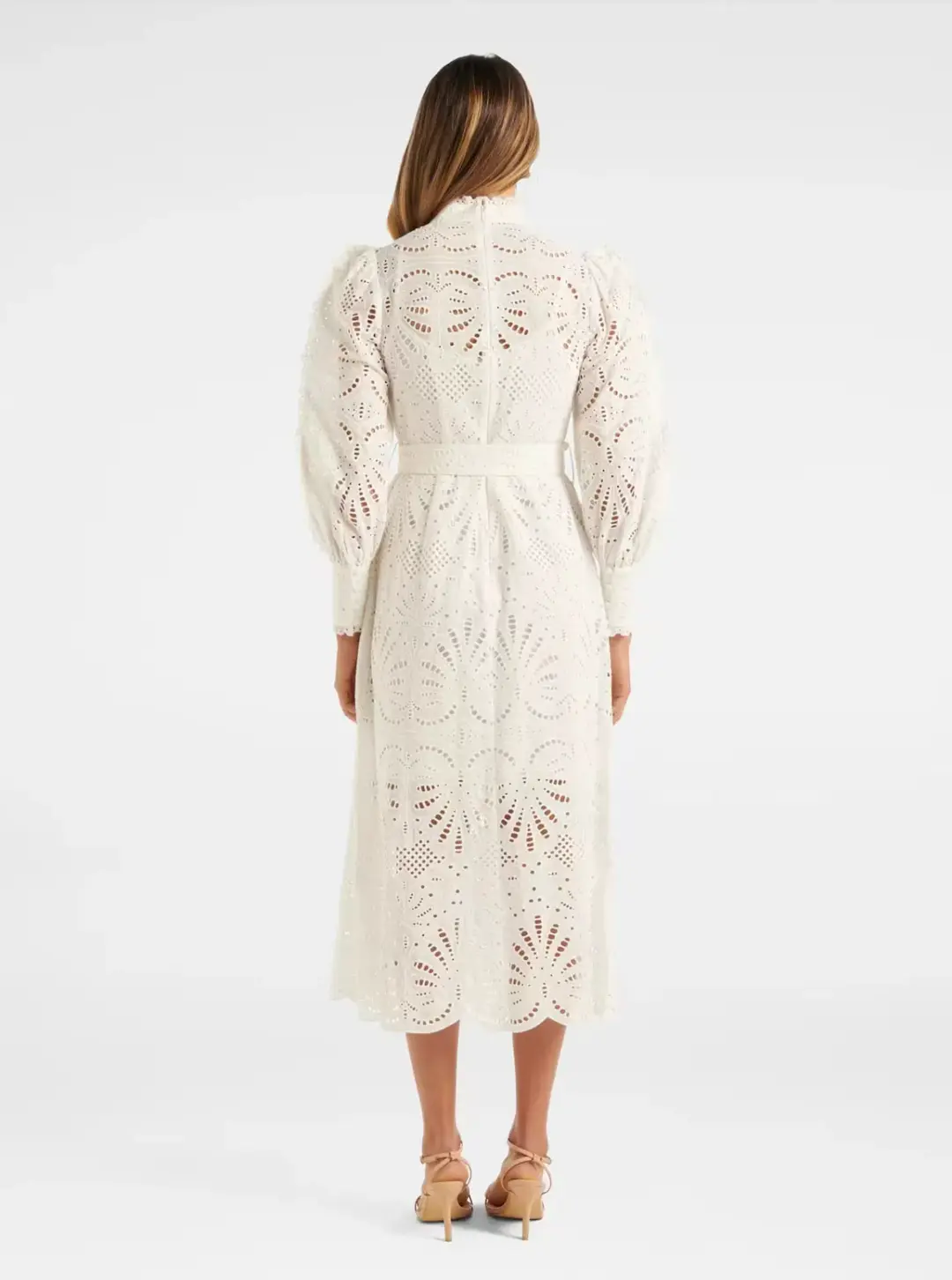 Forever New Fifi Broderie Midi Shirt Dress White Size S / AU 8 for rent on The Volte - main image