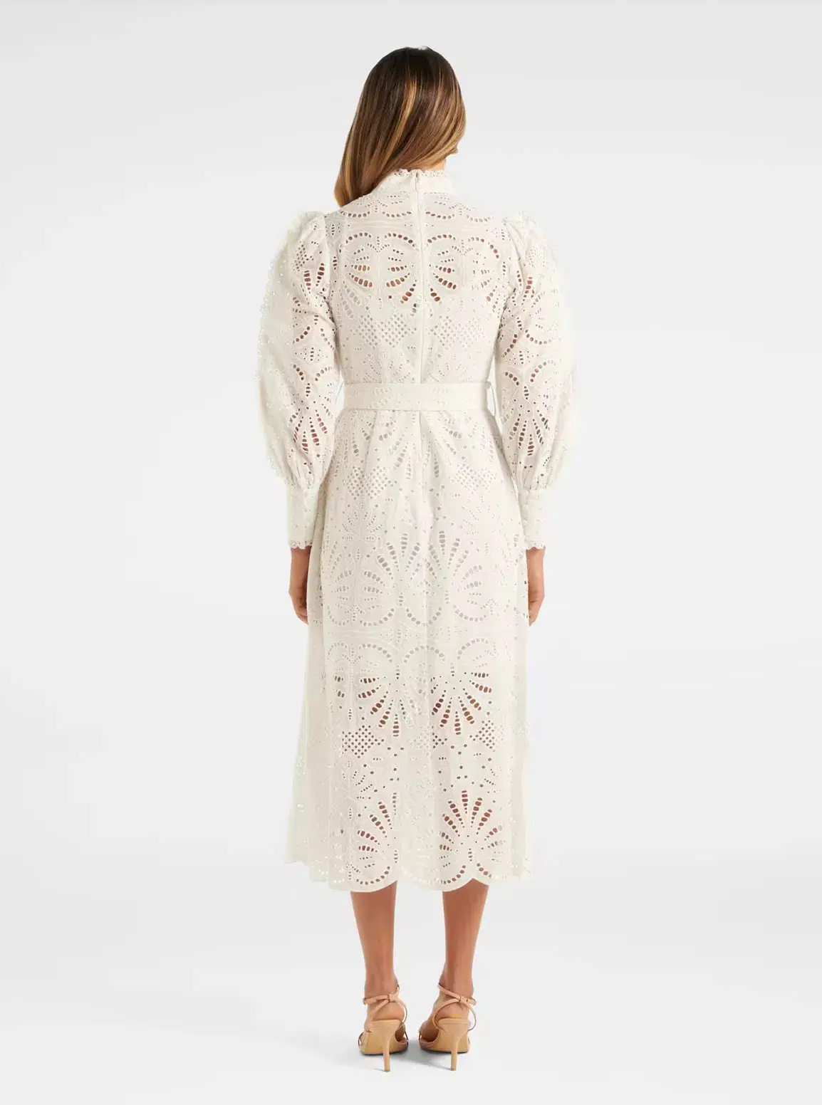 Forever New Fifi Broderie Midi Shirt Dress White Size S / AU 8 - Image 3