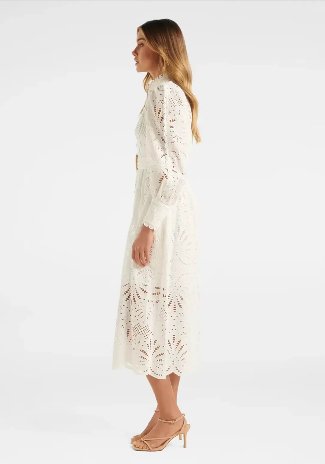 Forever New Fifi Broderie Midi Shirt Dress White Size S / AU 8 for rent on The Volte - main image