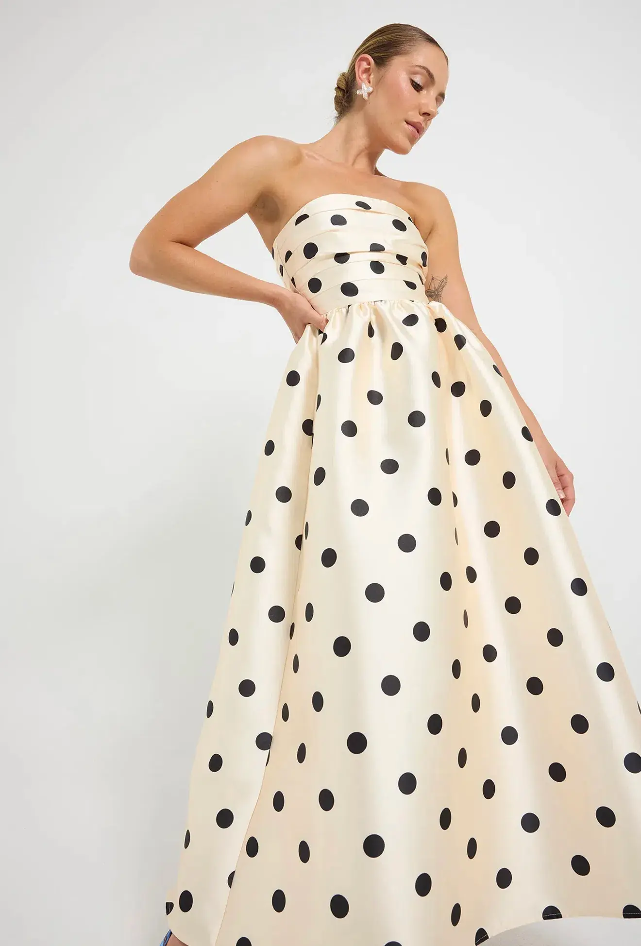 Pasduchas Dottie Strapless Midi Dress Cream Size 10 - Image 2