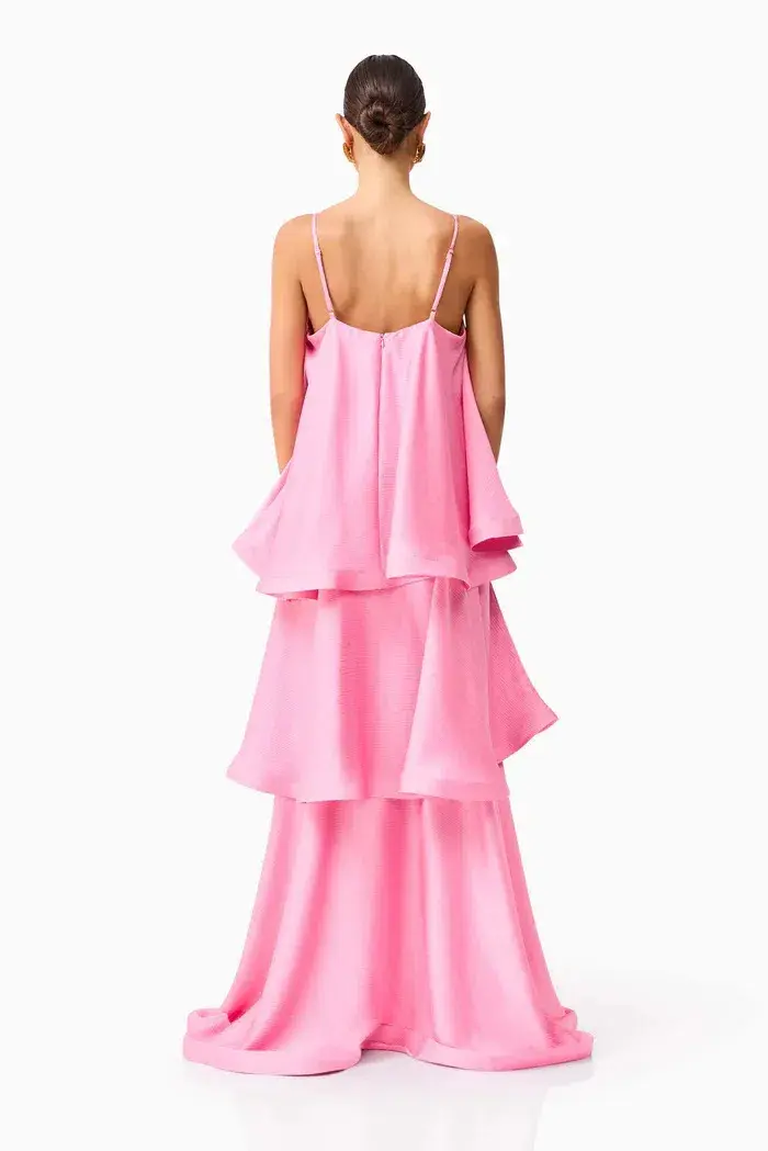 ELLIATT TILLY TIERED MAXI DRESS IN PINK SIZE 8 (S) for rent on The Volte - main image