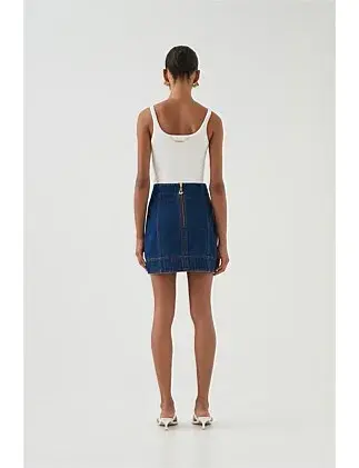 Aje Carmen Denim Mini Skirt Denim Size 6  for rent on The Volte - main image