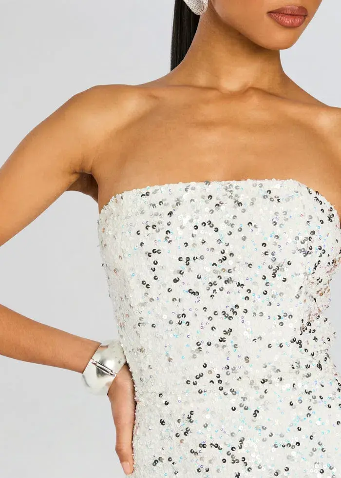 Retrofête Heather Sequin Dress White Size S/ Au 8  - Image 2