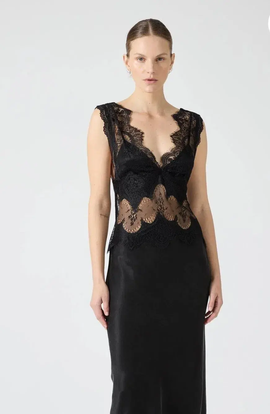 Third Form Vision Lace Deep V Maxi Dress Size 8 for rent on The Volte - main image