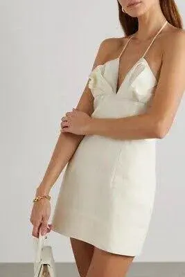 Jacquemus Bambino Linen Halter Mini Dress Size 8 - Image 2
