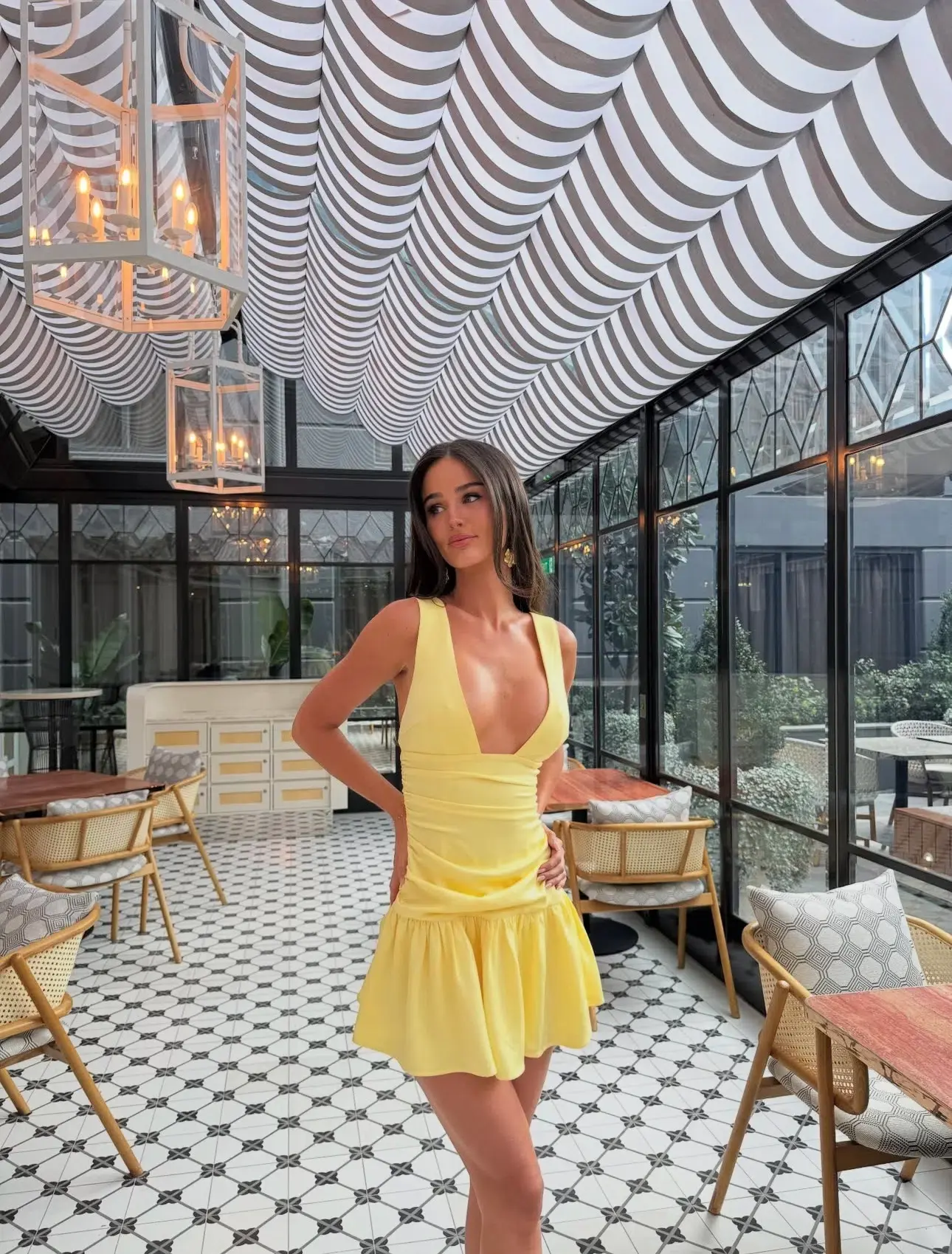 Sasha Therse Flora Mini Dress Yellow Size S/Au 8 - Image 4
