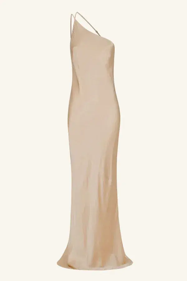 Shona Joy La Lune One Shoulder Cowl Back Maxi Dress  Gold Size 8 - Image 5