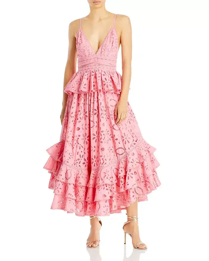 Rococo Sand Moss Tiered Maxi Dress Pink Size S / AU 8 - Image 1