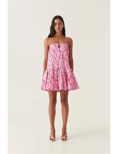 NEW Aje Willow Sweetheart Mini Dress in Pink Dappled Flame Size 10 - Image 5