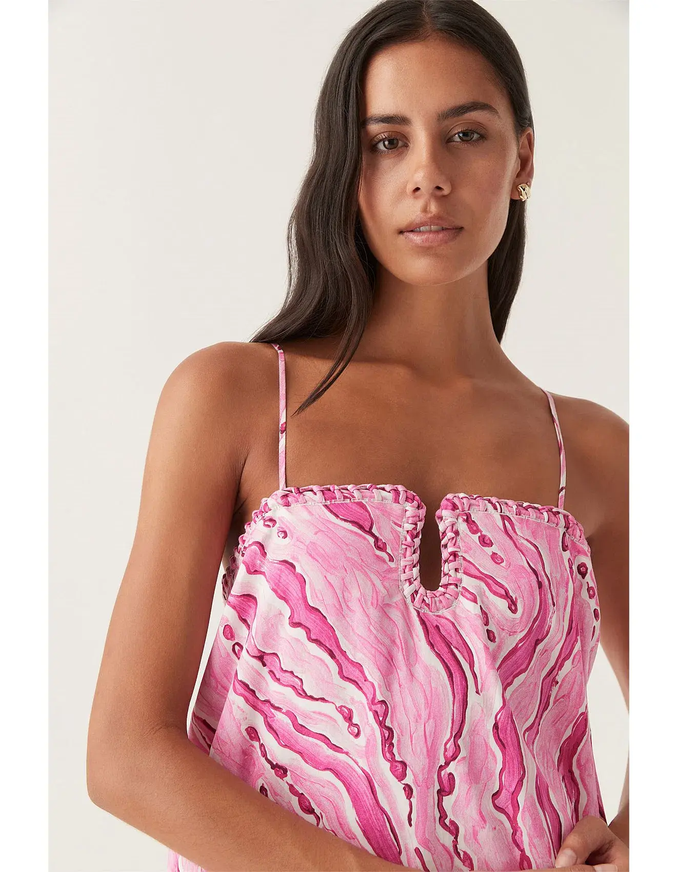 NEW Aje Willow Sweetheart Mini Dress in Pink Dappled Flame Size 10 - Image 4