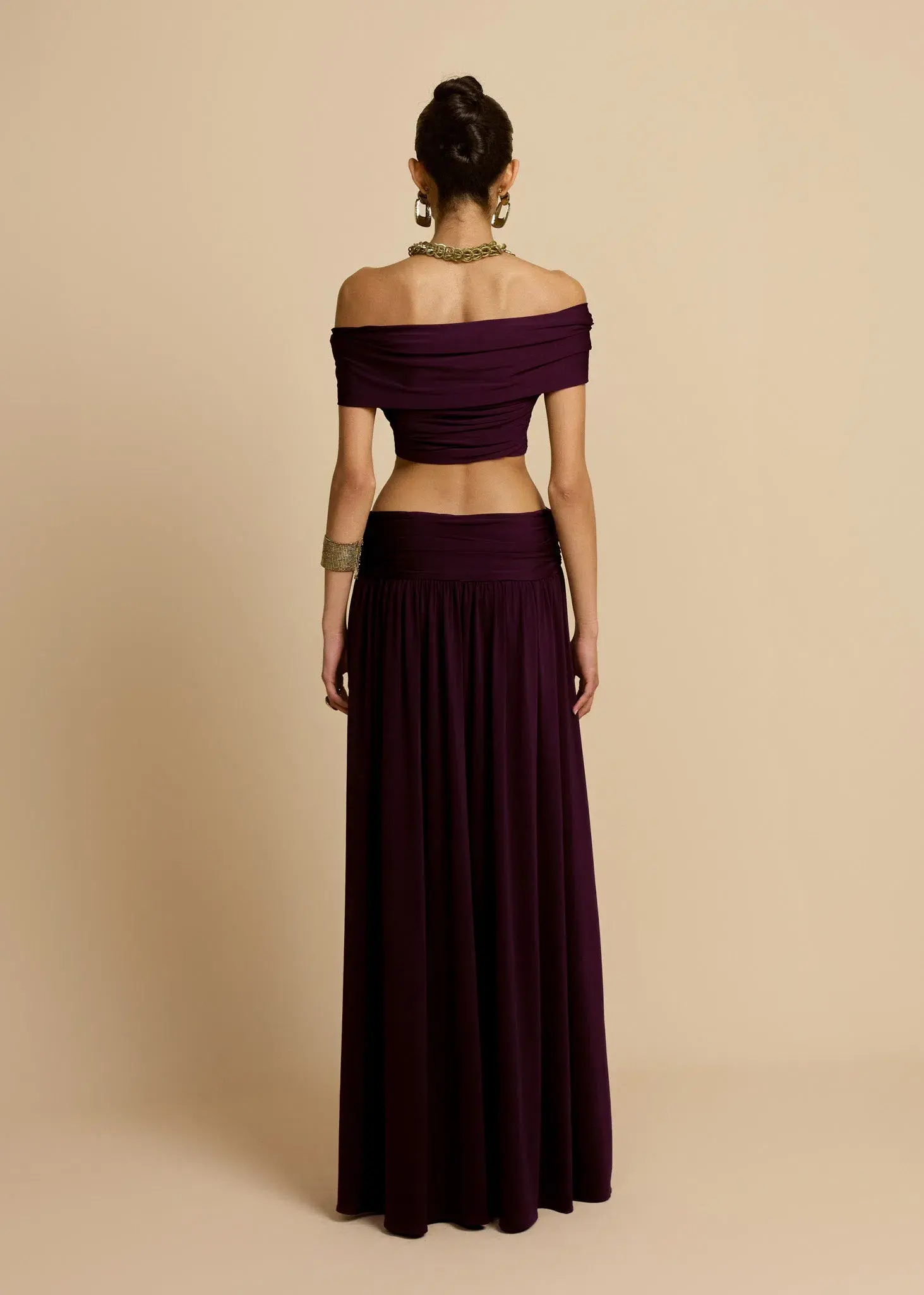 Arcina Ori Alessia Top and Maxi Skirt Set in Plum Size 8 - Image 3