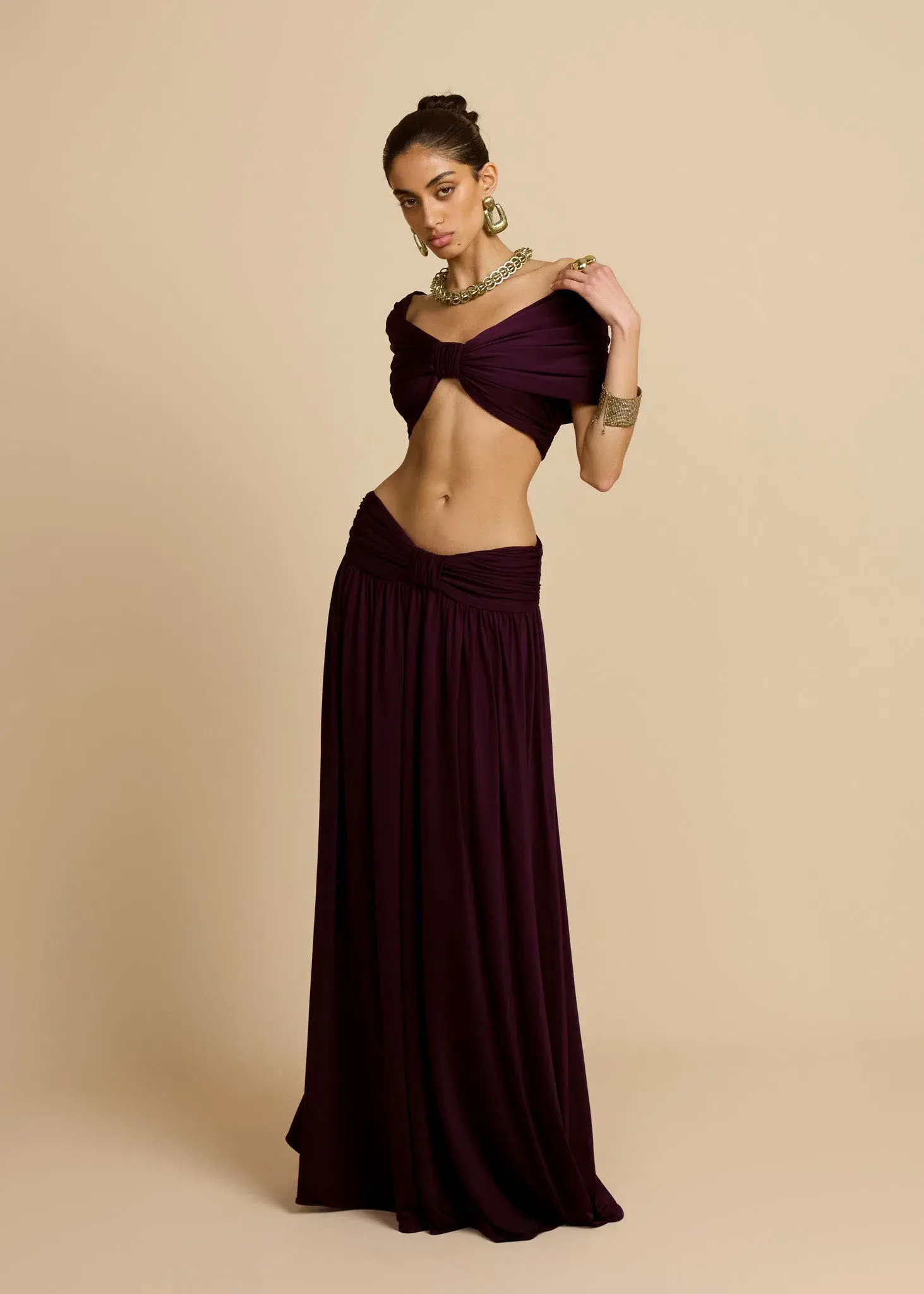 Arcina Ori Alessia Top and Maxi Skirt Set in Plum Size 8 - Image 1