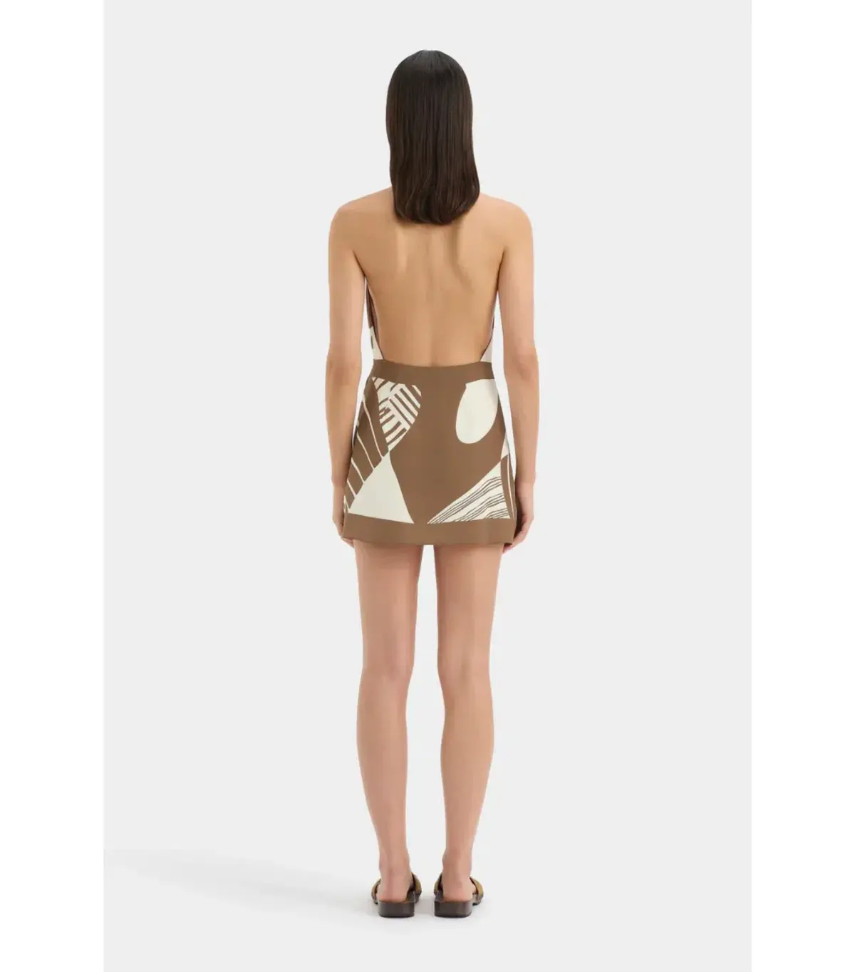 Sir The Label Almara Wrap Halter Mini Dress Espresso Stripe Size 3 / AU 12 - Image 2
