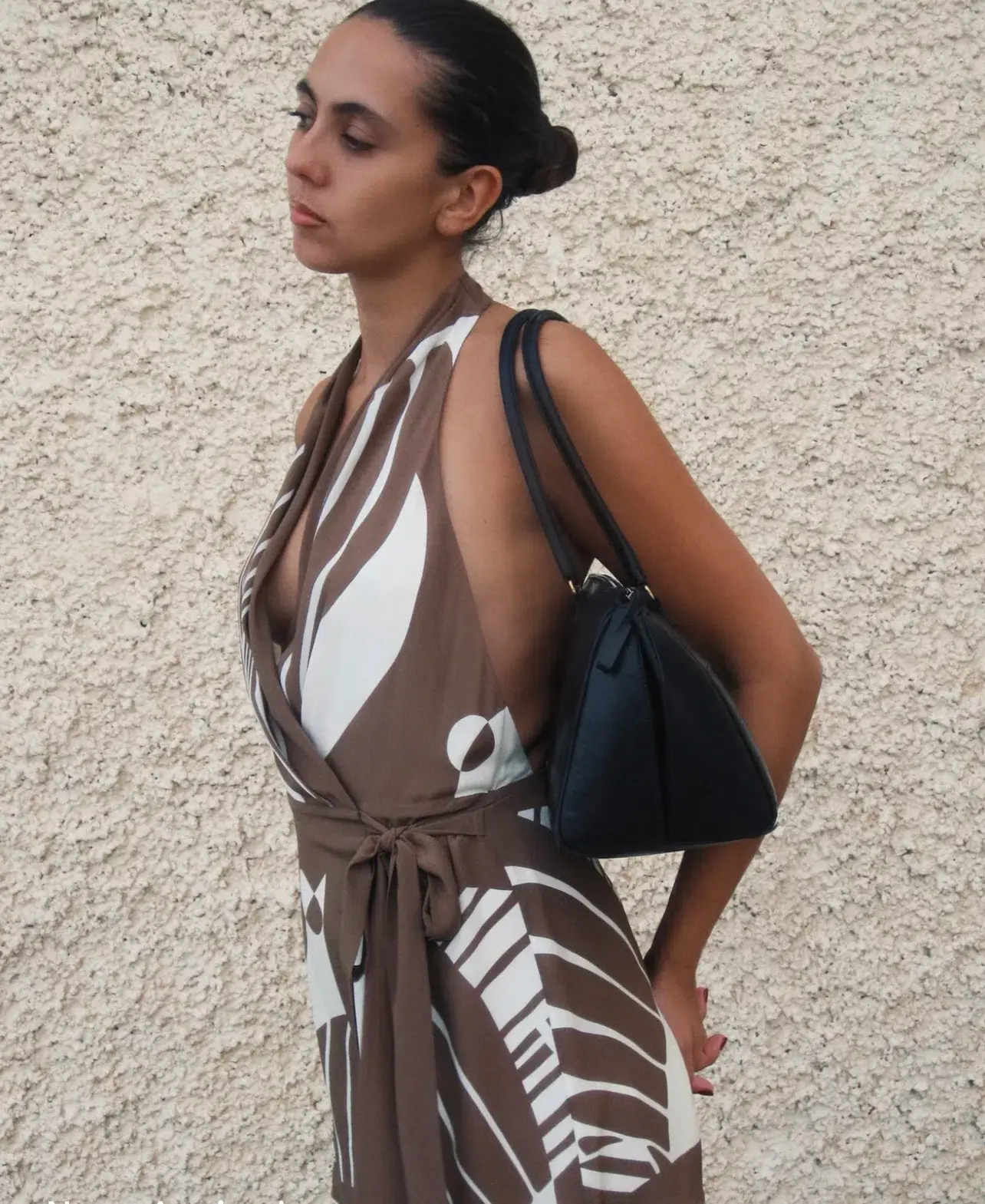 Sir the label ALMARA wrap halter mini dress espresso stripe size 3/12 - Image 2