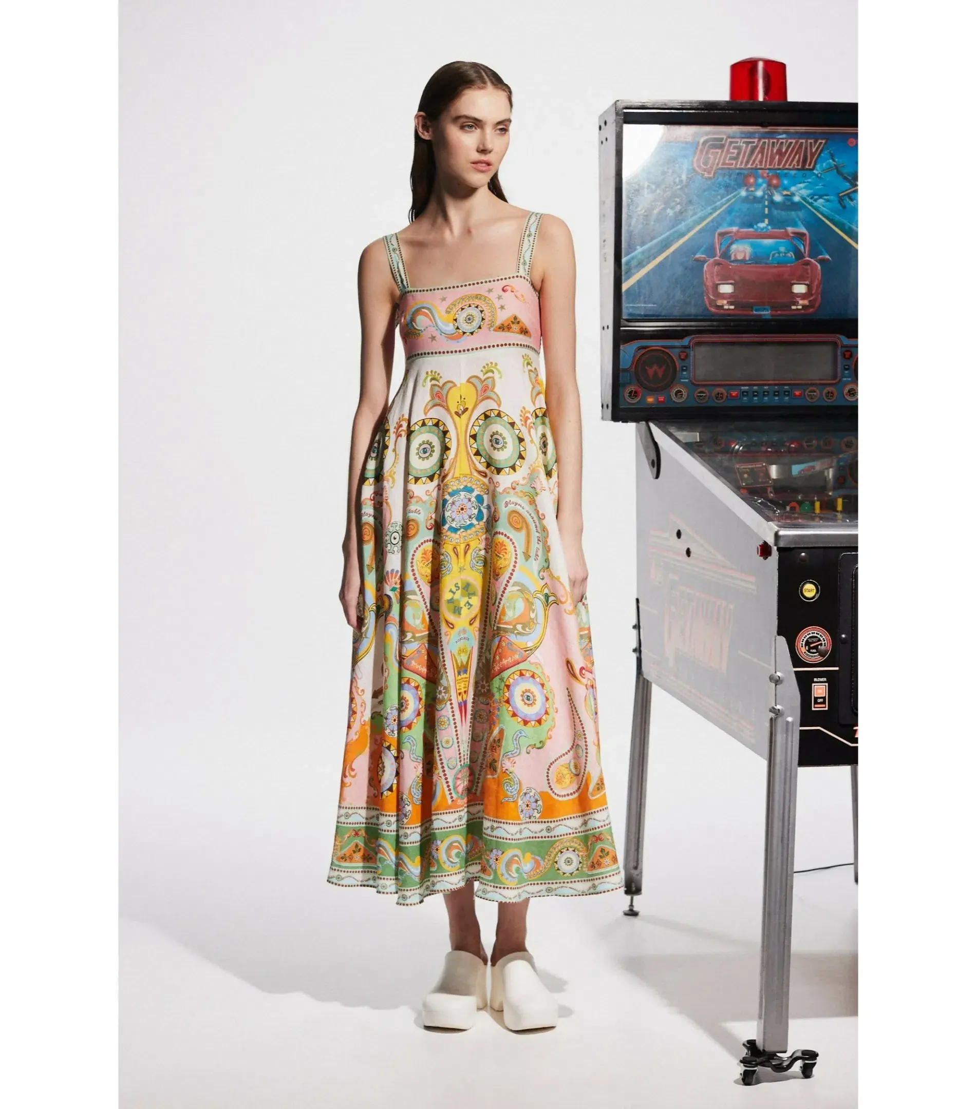 Alemais Pinball Linen Midi Dress Multi Size AU 16 - Image 1