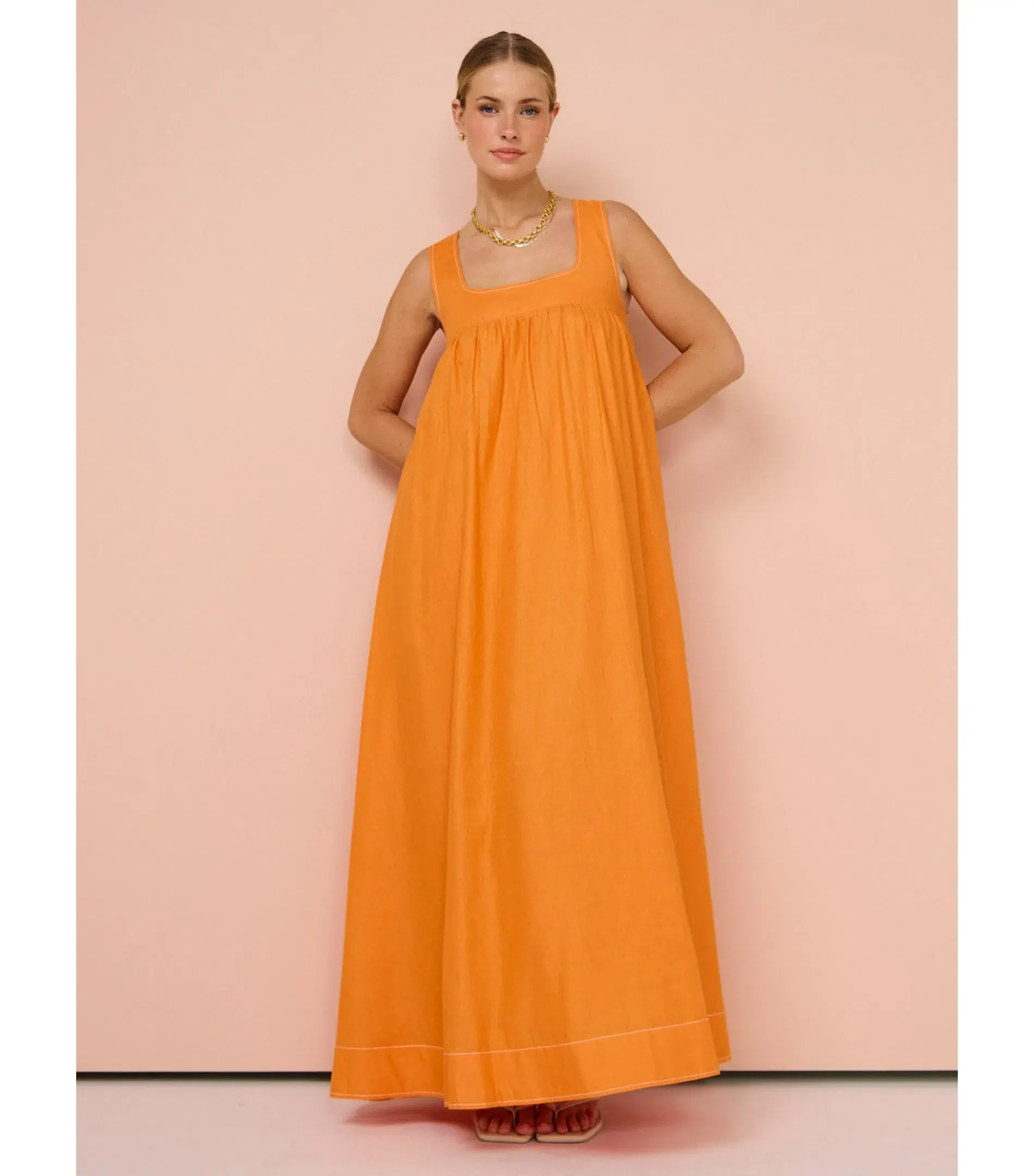 Hansen & Gretel Paloma Maxi Dress Tangerine Size AU 16 - Image 1