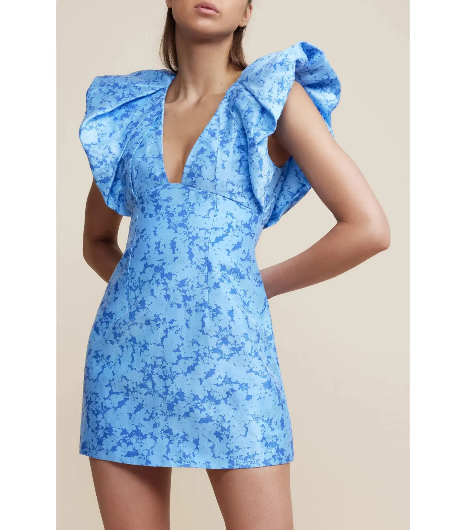 Acler Denare Mini Dress in Blue Iris Print Size AU 8  - Image 3