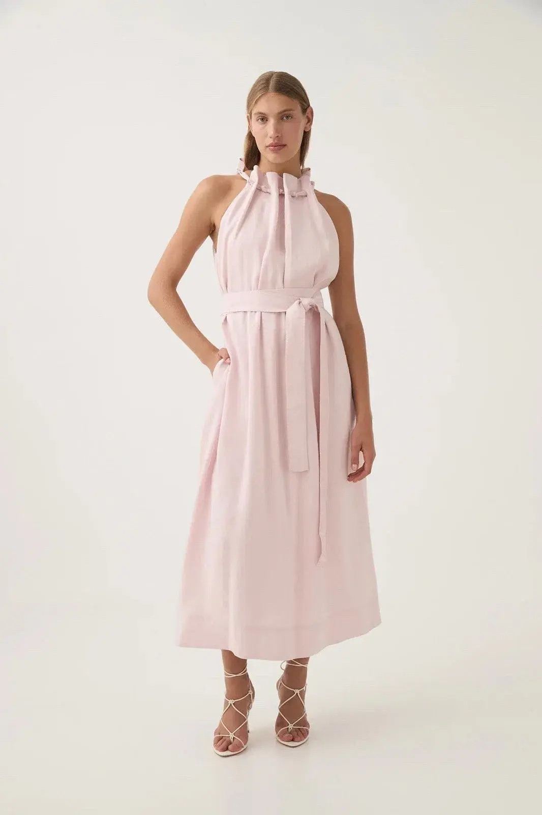 Aje Mariel Trapeze Midi Dress Pink Size AU 16 - Image 1