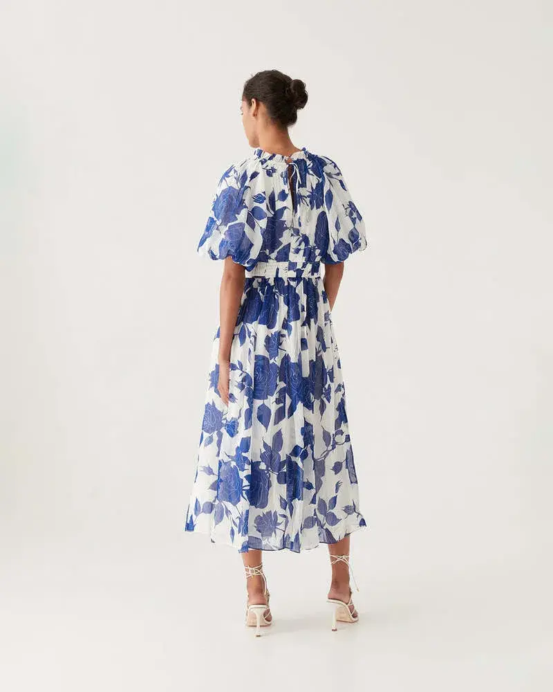 Aje Elsyium Floral Midi Dress Neo Rose Size AU 16 - Image 3