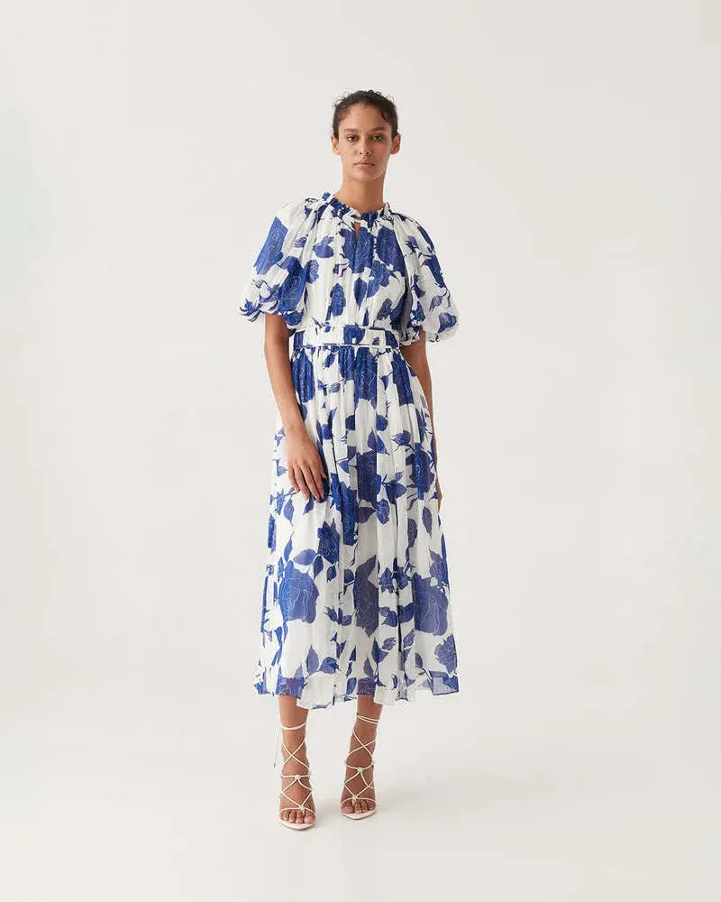Aje Elsyium Floral Midi Dress Neo Rose Size AU 16 - Image 1