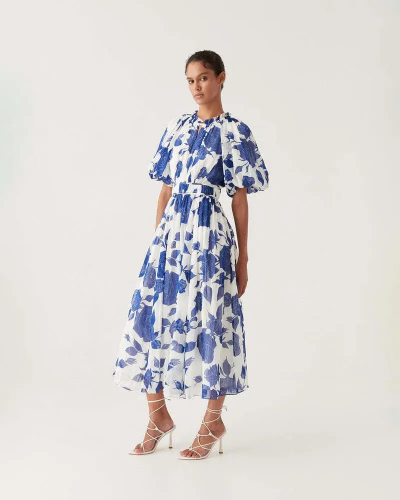 Aje Elsyium Floral Midi Dress Neo Rose Size AU 16 - Image 2