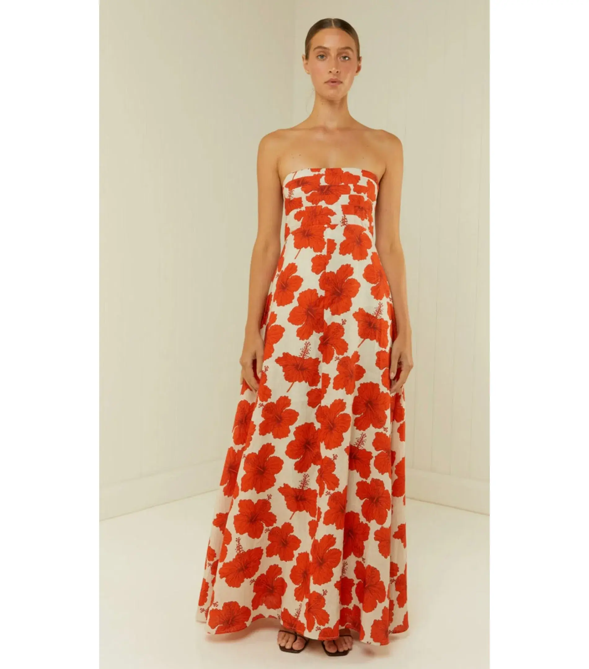 Palm Noosa Primrose Maxi Dress Red Hibiscus Size AU 10 - Image 1