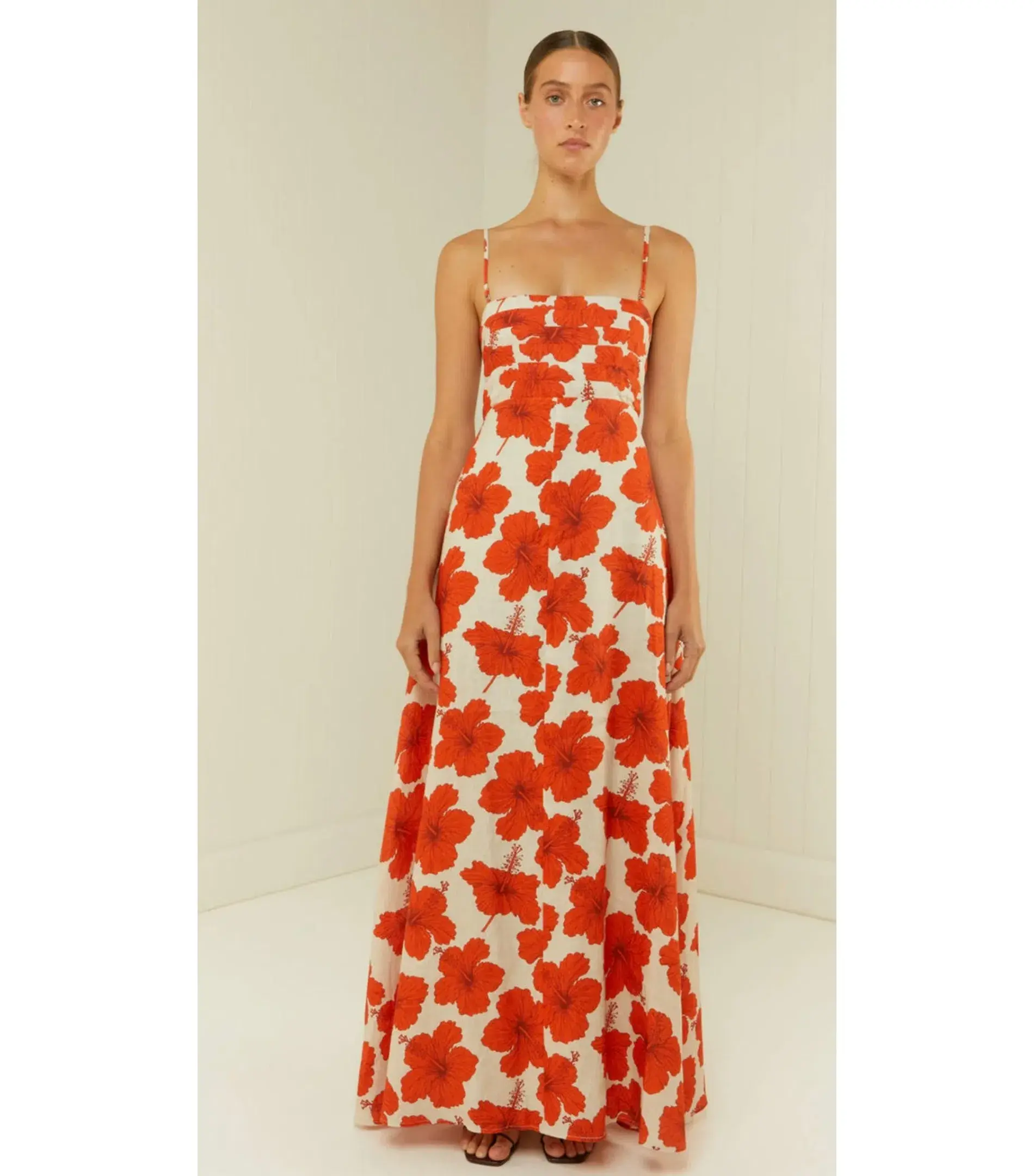Palm Noosa Primrose Maxi Dress Red Hibiscus Size AU 10 - Image 3