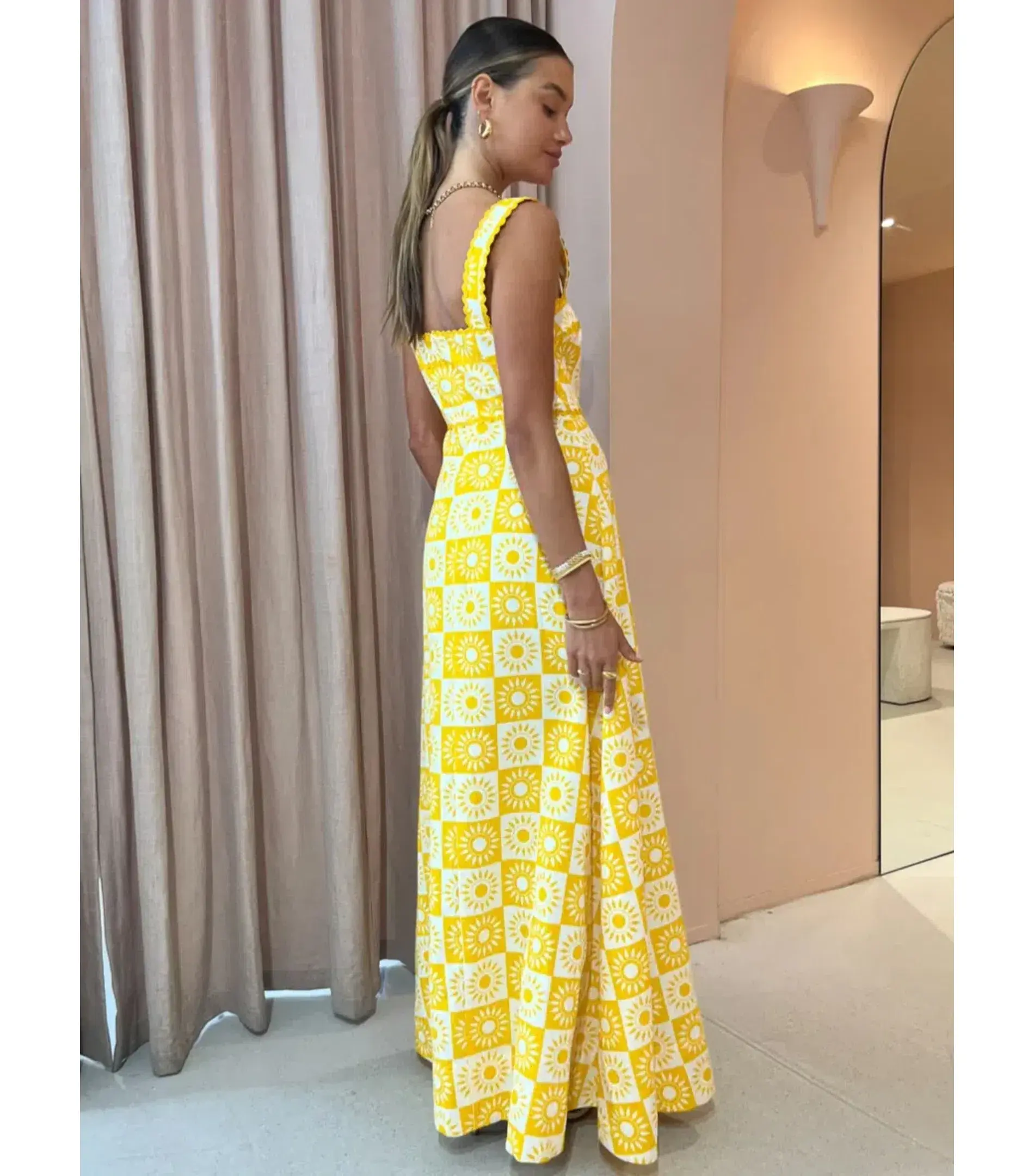 By Nicola Goldie Maxi Dress in Sol Yellow Size AU 10 - Image 4