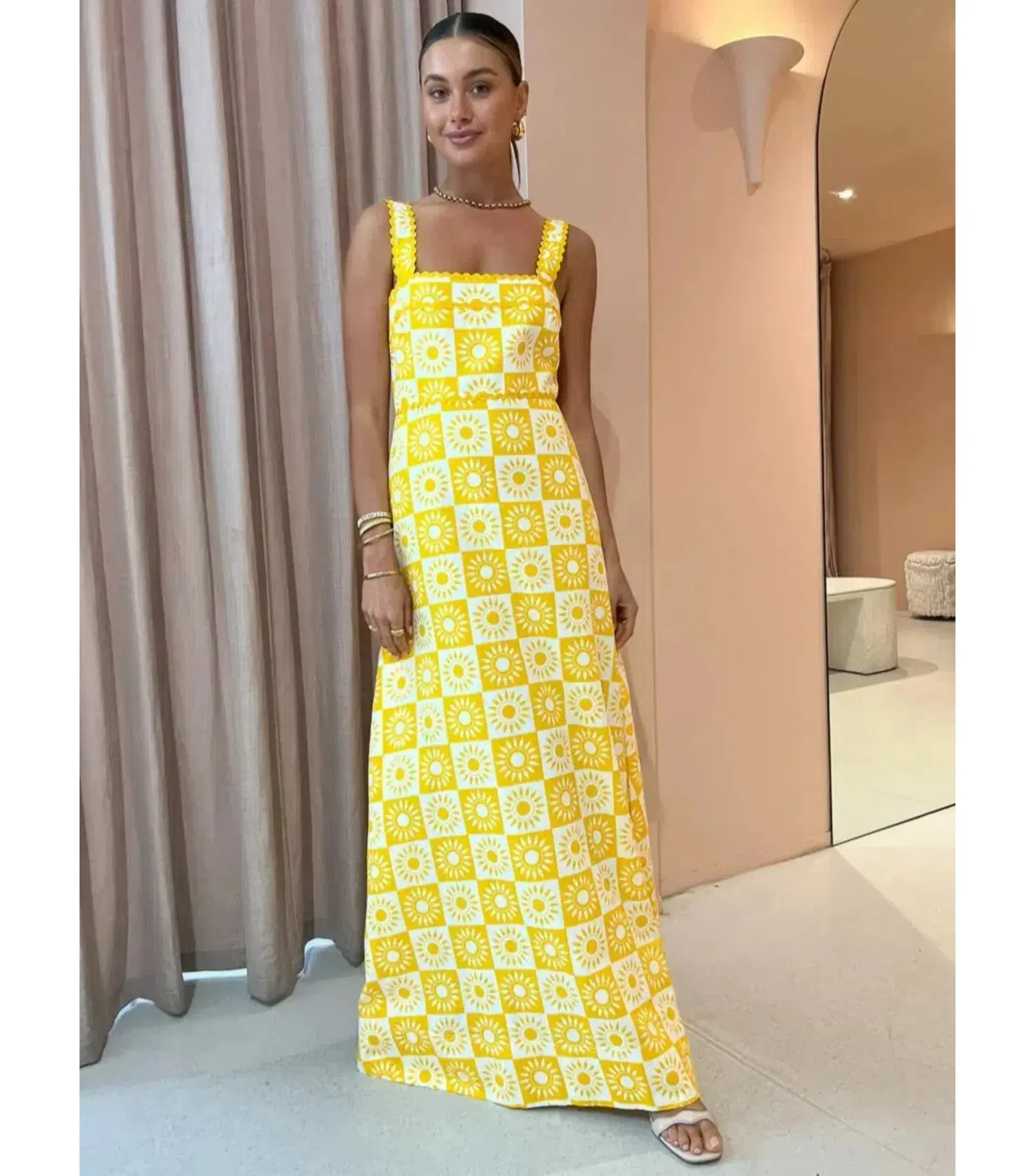 By Nicola Goldie Maxi Dress in Sol Yellow Size AU 10 - Image 1
