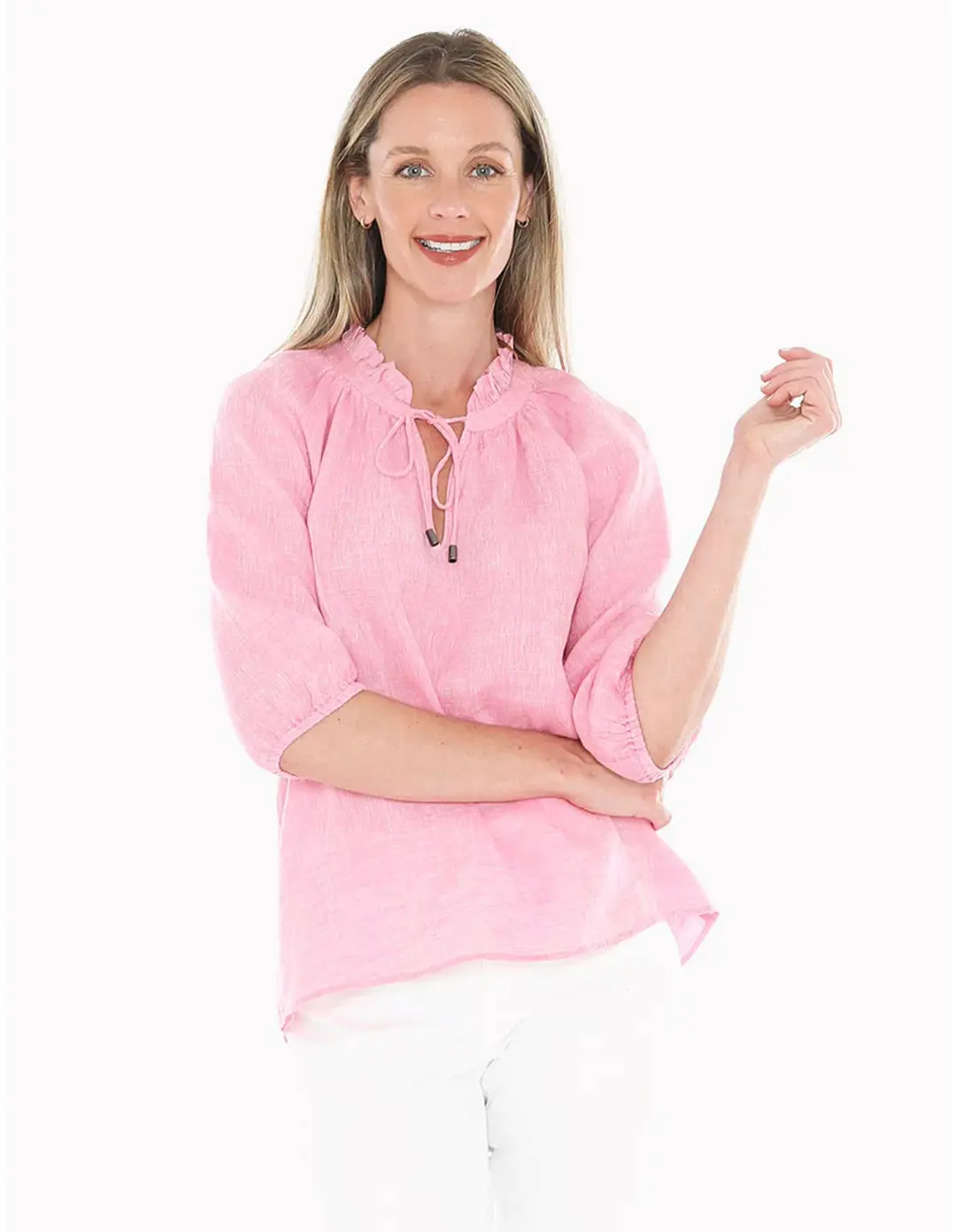 Jump Ruffle Neck Top Flamingo Size AU 16  for rent on The Volte - main image