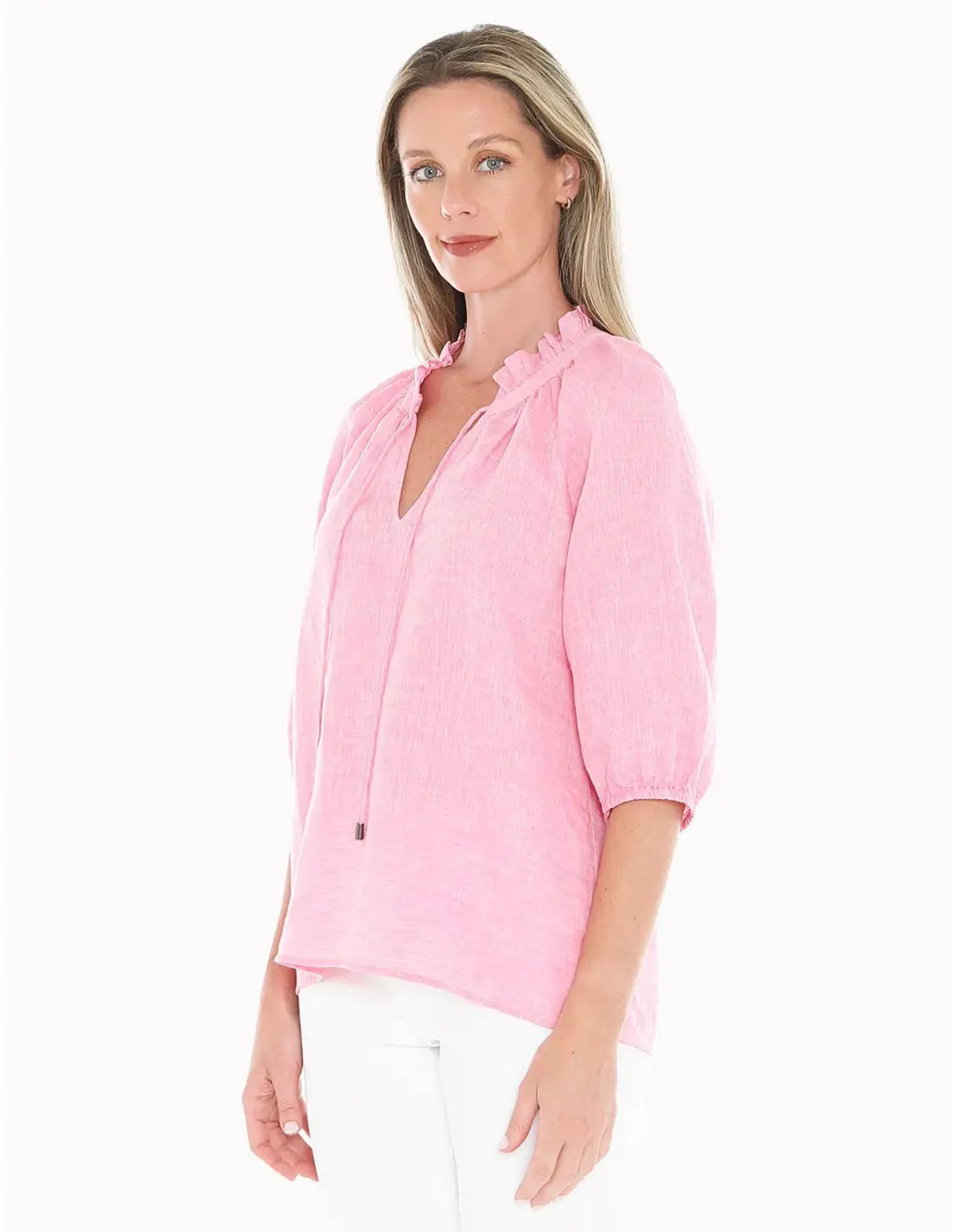 Jump Ruffle Neck Top Flamingo Size AU 16  for rent on The Volte - main image