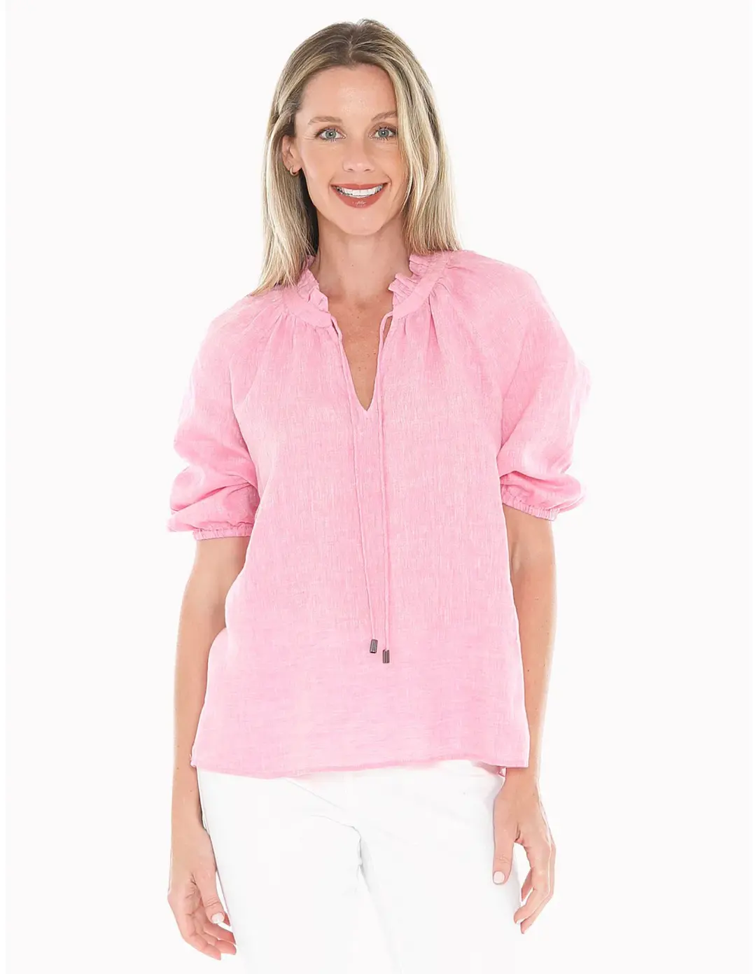 Jump Ruffle Neck Top Flamingo Size AU 16  for rent on The Volte - main image