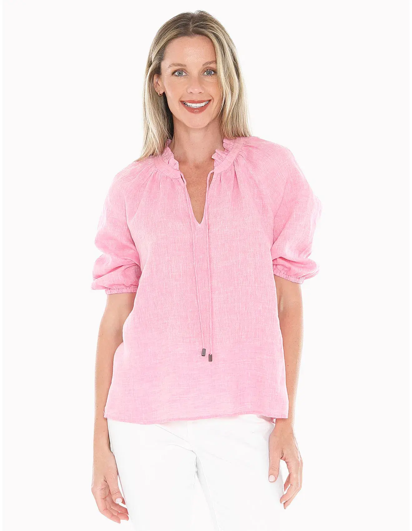 Jump Ruffle Neck Top Flamingo Size AU 16  - Image 5