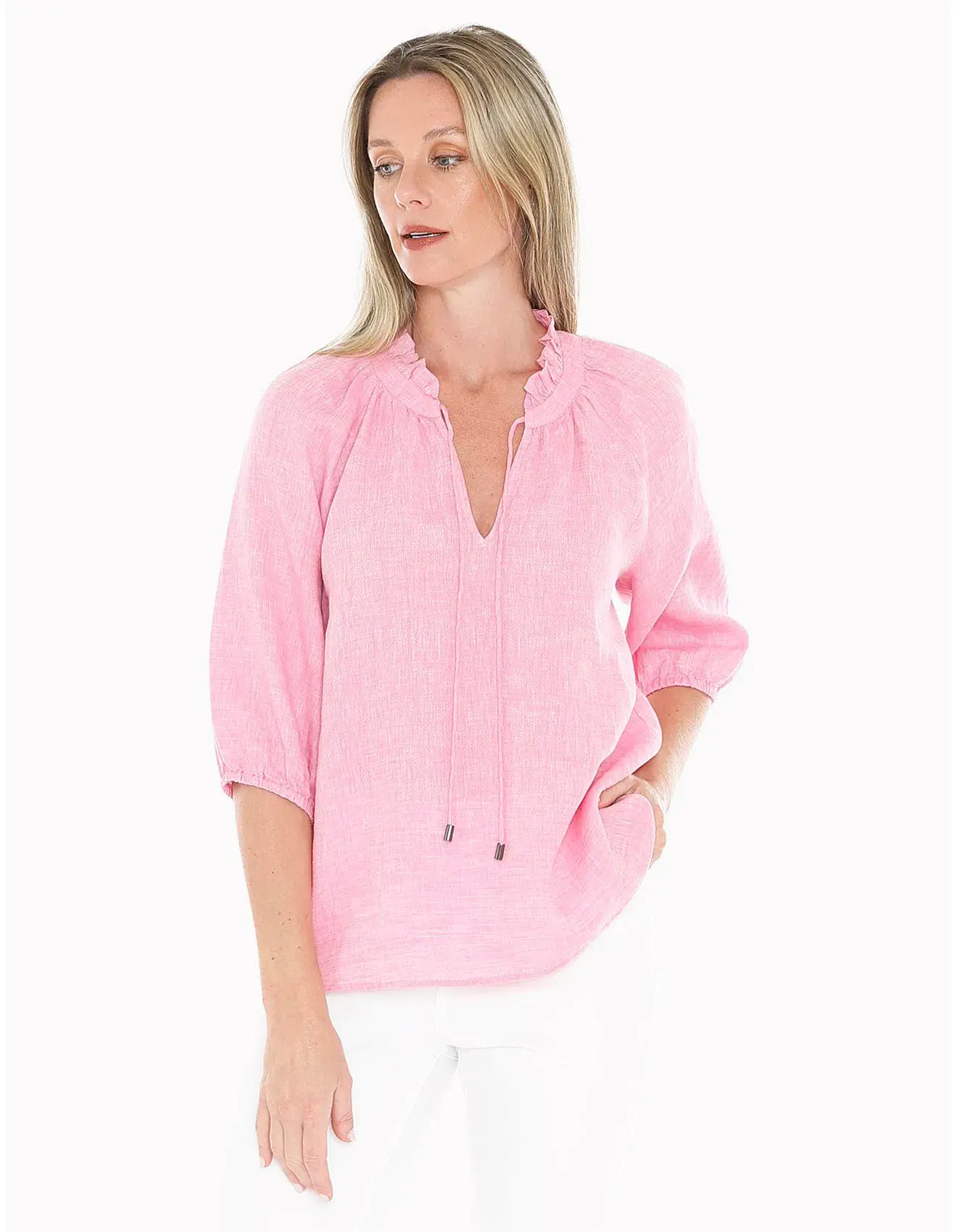 Jump Ruffle Neck Top Flamingo Size AU 16  - Image 3