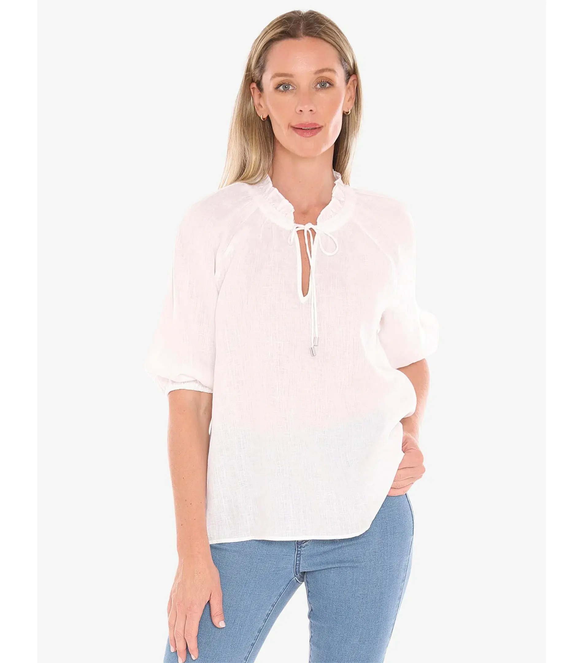 Jump Ruffle Neck Top White Size AU 16  - Image 3