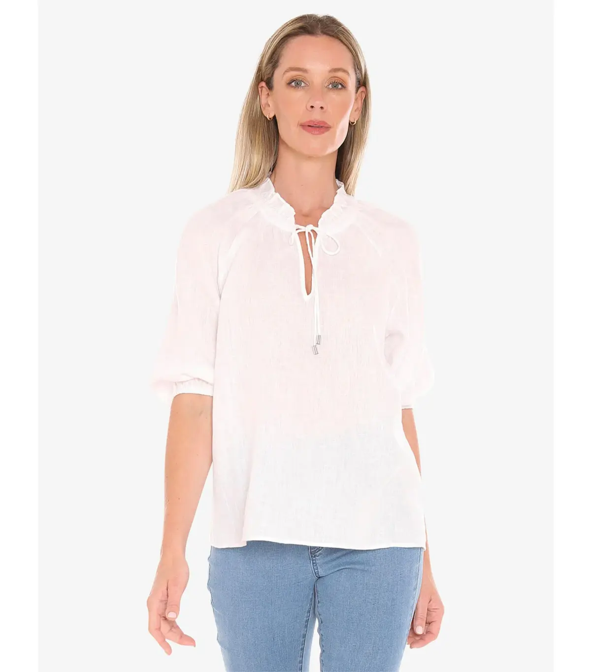 Jump Ruffle Neck Top White Size AU 16  - Image 2