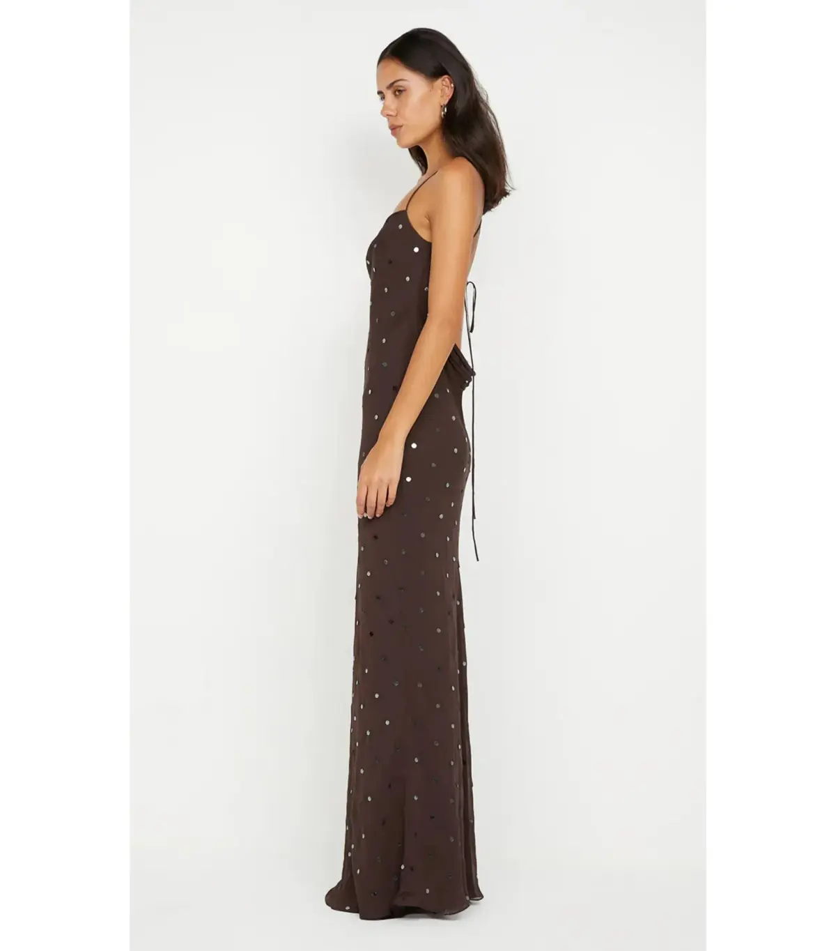Bec & Bridge Arielle Sequin Maxi Dress Dark Chocolate Size AU 10  - Image 3