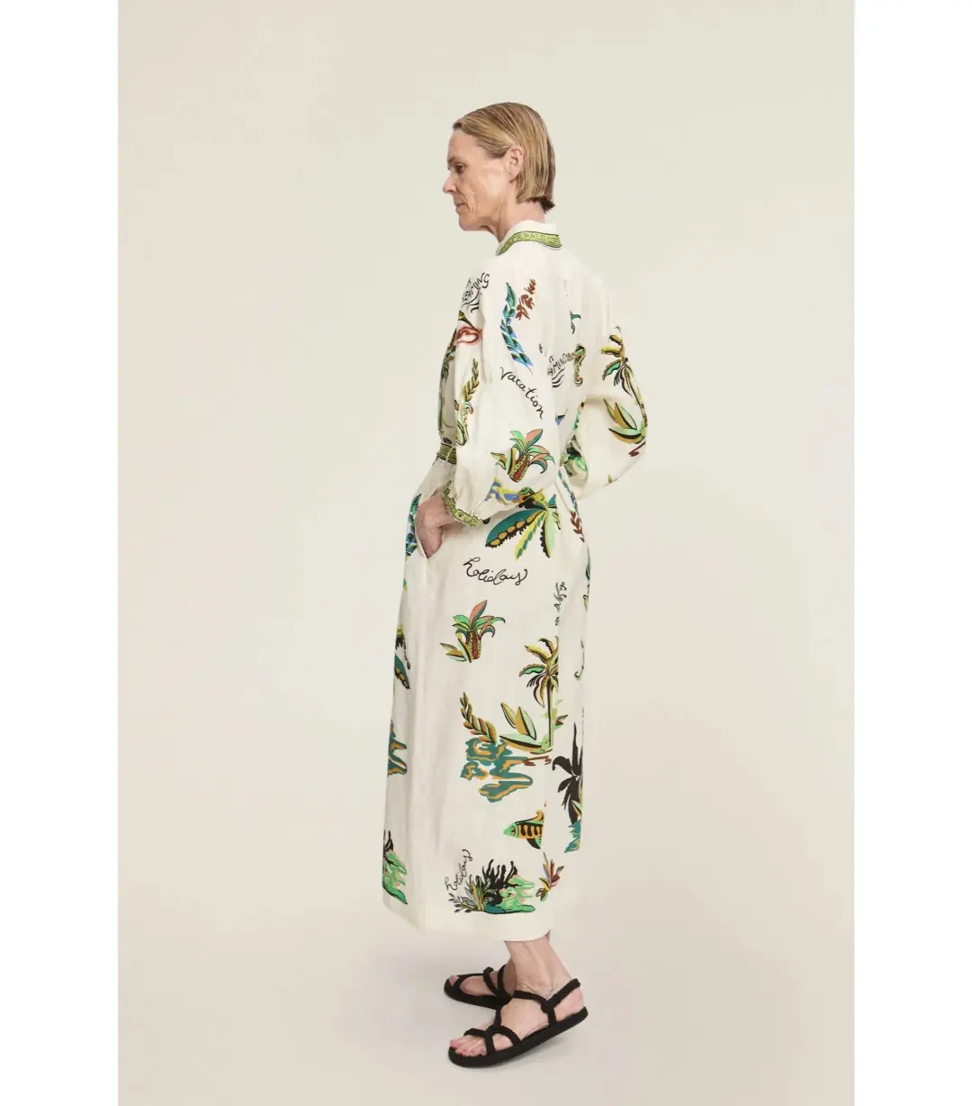 Alemais Day Dream Linen Midi Shirtdress Print Size AU 8  for rent on The Volte - main image