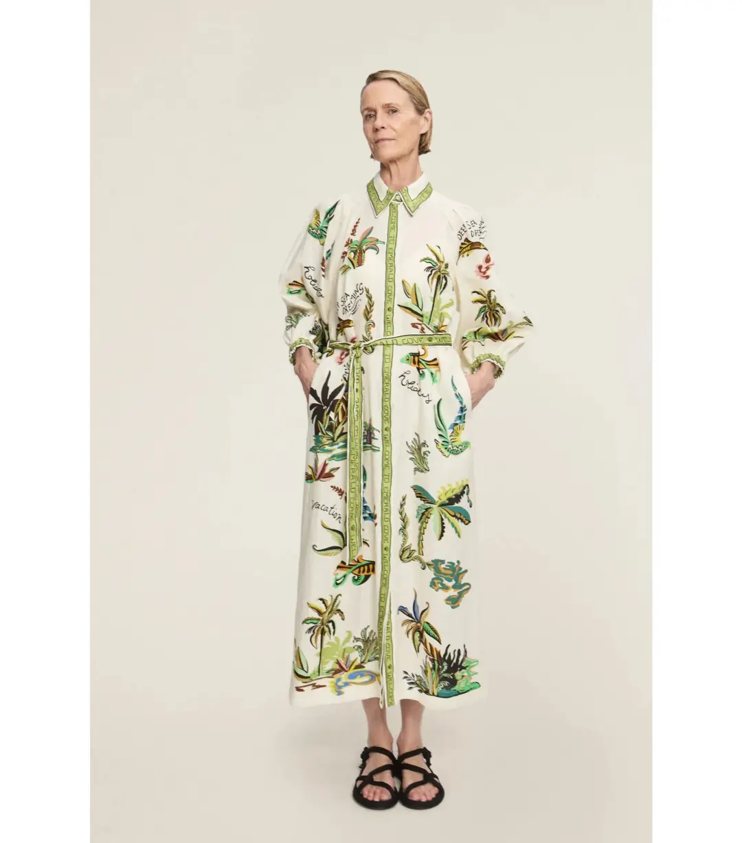 Alemais Day Dream Linen Midi Shirtdress Print Size AU 8  for rent on The Volte - main image
