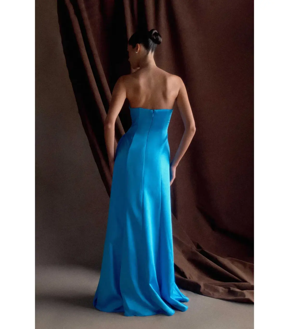 Meshki Rosella Satin Maxi Gown Cyan Blue Size AU 8 - Image 4