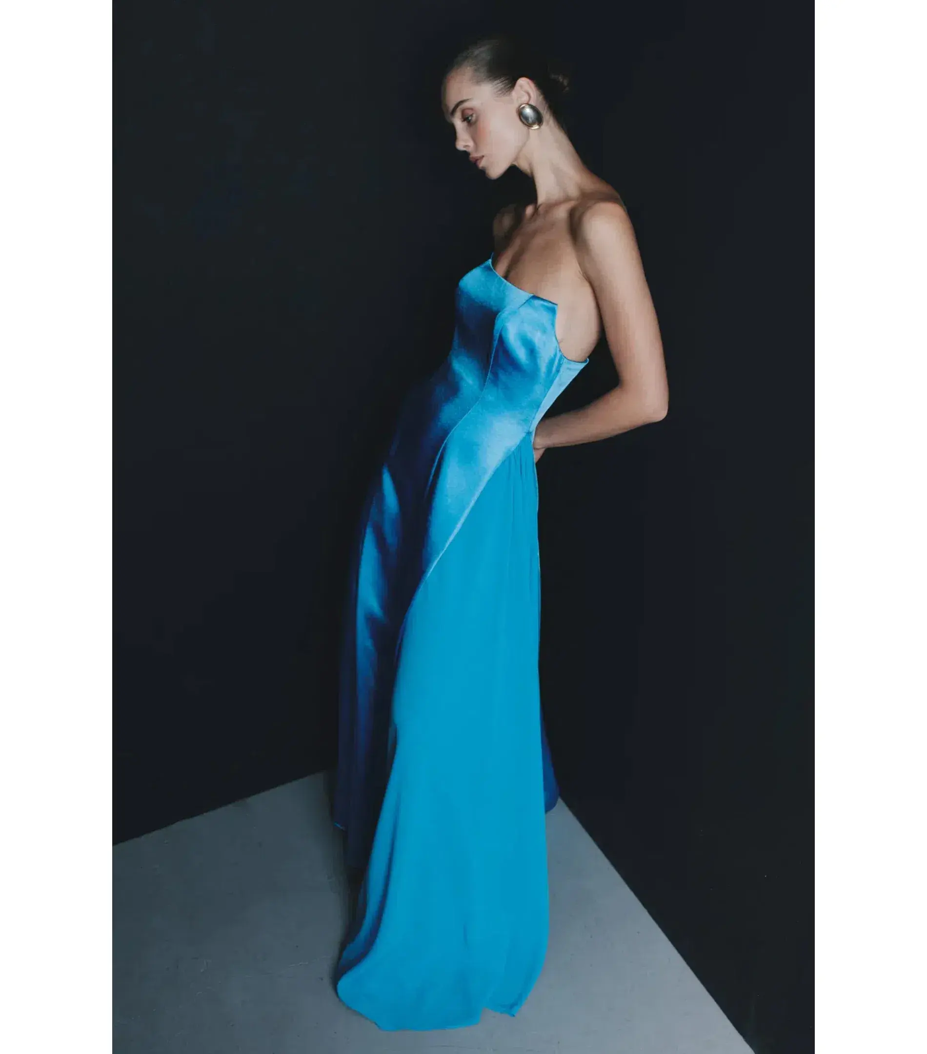 Meshki Rosella Satin Maxi Gown Cyan Blue Size AU 8 - Image 5