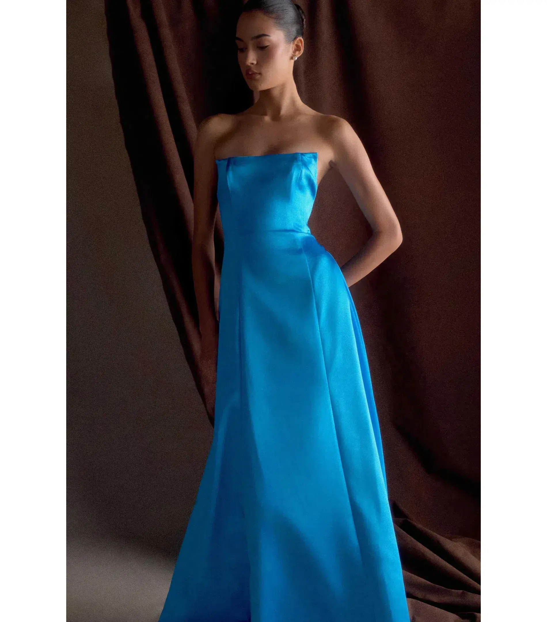 Meshki Rosella Satin Maxi Gown Cyan Blue Size AU 8 - Image 2